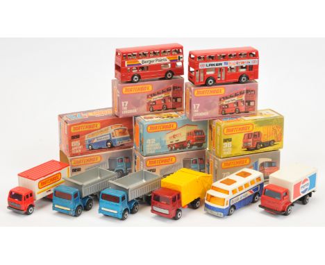 Matchbox Superfast a mixed boxed group of Commercial Vehicles to include, 2x 17b London Bus, 2x 30d Artic Truck, 36d Refuse T