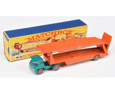 Matchbox Regular Wheels Major Pack M8 Guy Warrior Articulated Car Transporter - turquoise tractor unit with turquoise green w