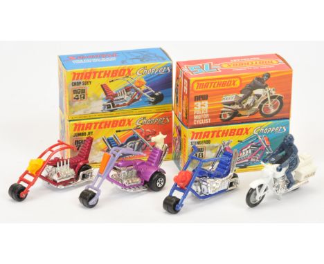 Matchbox Superfast group of Choppers &amp; Motorcycles. (1) 38b Stingeroo - metallic purple frame, lilac plastic handlebars (