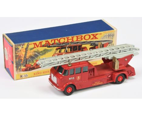 Matchbox King Size K15 Merryweather Turntable Fire Engine - red body with silver trim to grille, headlamps &amp; front bumper