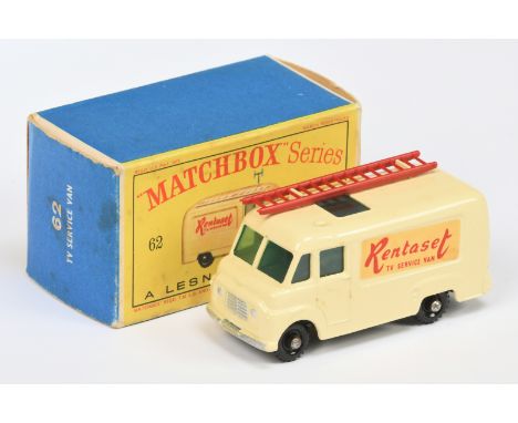 Matchbox Regular Wheels 62b Commer TV Service Van "Rentaset" - Stannard Code 3 - cream body with silver trim &amp; tall ladde