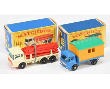 Matchbox Regular Wheels Construction pair (1) 58c DAF Girder Truck - pale cream body, green windows held by roof stud, dark r