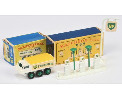 Matchbox Regular Wheels BP pair (1) Accessory Pack A1 - sign has BP labels, plastic lamps but missing figure&nbsp; (2) 61b Al