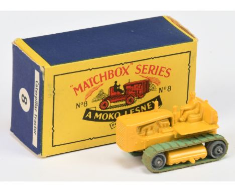 Matchbox Regular Wheels 8b Caterpillar Tractor - yellow body with model No.8 cast to base, metal rollers with original &amp; 