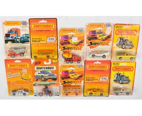 Matchbox Superfast group of models in mixed blister packs including 57c Wildlife Truck - yellow, another similar in white wit