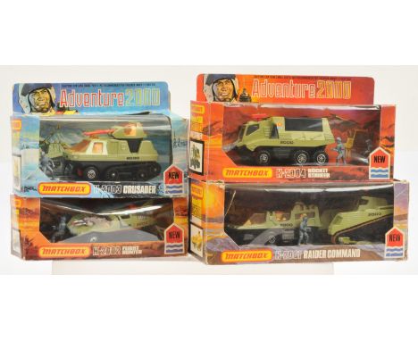 Matchbox, A boxed group of Adventure 2000 Models to include, (1) &nbsp;K2001 Raider Command Vehicle - metallic avocado green,