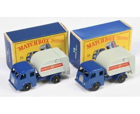 Matchbox Regular Wheels 15c Dennis Refuse Truck pair (1) Stannard Code 2 - dark blue cab and type A chassis without extended 