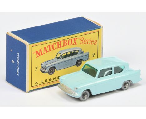 Matchbox Regular Wheels 7b Ford Anglia - Stannard Code 9 - light blue body without rear silver trim but with red tail lamps, 