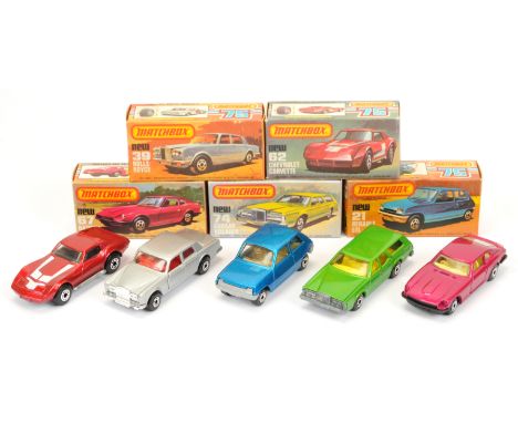 Matchbox Superfast group of cars (1) 21c Renault 5TL - metallic blue, clear windows, tan interior, dot dash wheels, silver pa