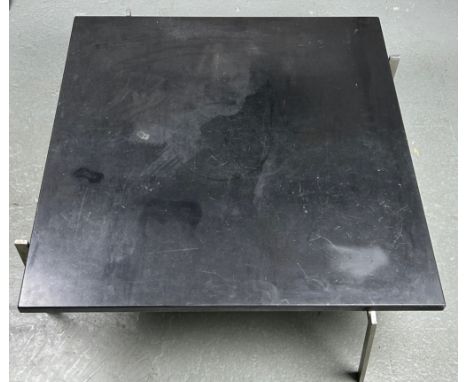 POUL KJAERHOLM (1929-1980) PK61 MID CENTURY COFFEE TABLE WITH BLACK SLATE TOP, The slate top sits on four chrome plated steel