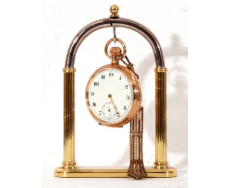 Gents first quarter of 20th century gold plated cased pocket watch, the un-named Swiss movement with gold hands to a white en