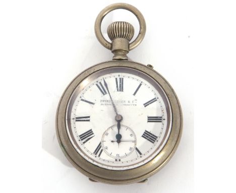 Gents last quarter of 19th/first quarter of 20th century nickel cased pocket watch having blued steel hands to a white enamel