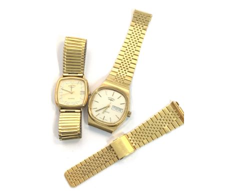 Mixed Lot: comprising two various gold plated and stainless steel Rotary quartz centre seconds calendar wrist watches, togeth
