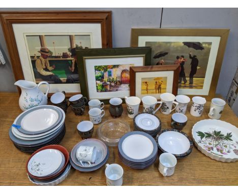 Ceramics and pictures to include Jack Vettriano prints, Poole pottery, Port Merion, Denby and other itemsLocation: 