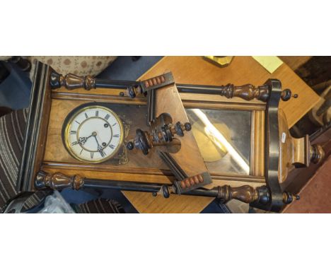 A Victorian Vienna style regulator clock, a walnut and ebonised case of architectural formLocation: 