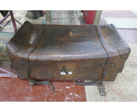 Antique leather car trunk