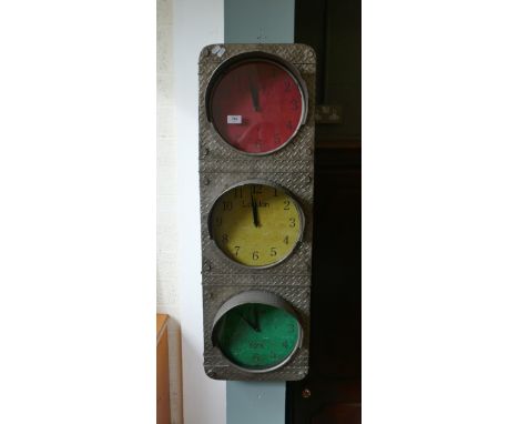 Traffic light style triple wall clock - Approx height: 102cm 