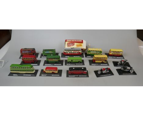 Collection of die cast trams, buses &amp; motorcycles 