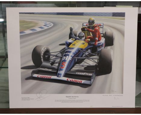 Autographed by Nigel Mansell &amp; artist signed L/E print by Robert Tomlin - Mansell's Taxi Service