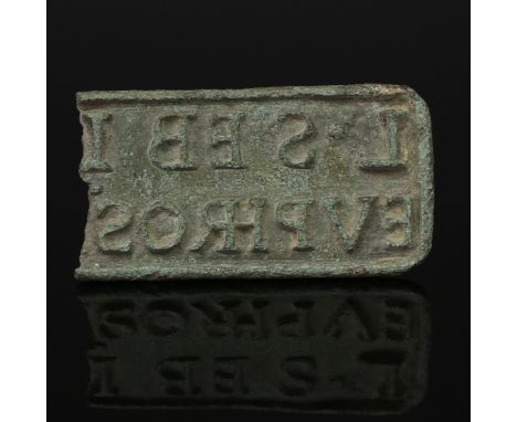 ITEM: Bread stamp with inscription 'L SEB I... / EVPHROS T...'MATERIAL: BronzeCULTURE: RomanPERIOD: 2nd - 3rd Century A.DDIME