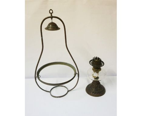 Duplex Oil Lamp, circa early 20th century, 27cm high, With a Hanging frame, (2)