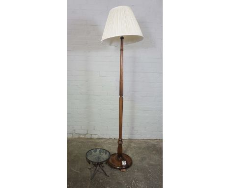 Mahogany Floor Lamp with Shade, 166cm high, With a small Table, (2)Condition reportFloor lamp not tested, sold as seen