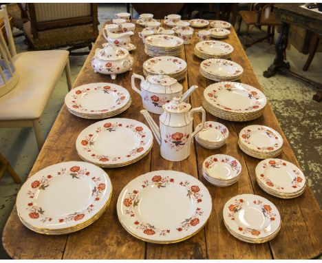 DINNER SERVICE, Royal Crown Derby 'Bali' pattern, A1100, includes nineteen dinner plates, twelve soup bowls, fourteen salad p