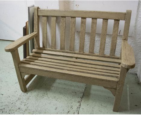 GARDEN BENCH, rustic grey painted finish, 132cm W. 