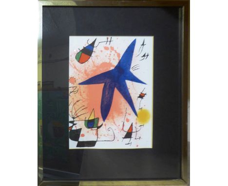 JOAN MIRO 'The Blue Star', 1972, lithograph, with the Mark Gallery label verso, 33cm x 25cm, framed and glazed. 