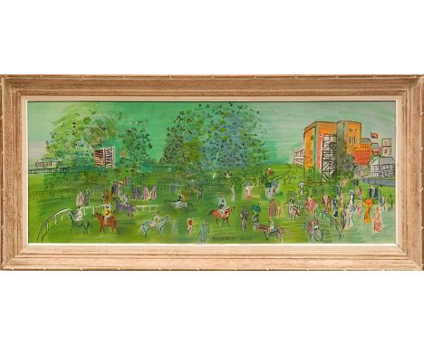 RAOUL DUFY, 'Ascot race course', lithograph, signed in the plate, edition 1000, 1969, printed by Mourlot, 35cm x 95cm, framed