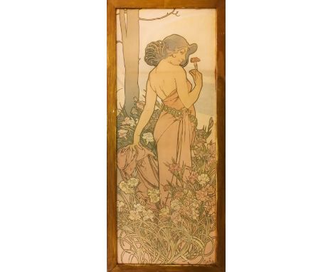 ALPHONSE MUCHA (Czech 1860-1939) 'Carnation', 1897, colour lithograph, from the Flowers series, in a 1927 glazed frame, 107cm