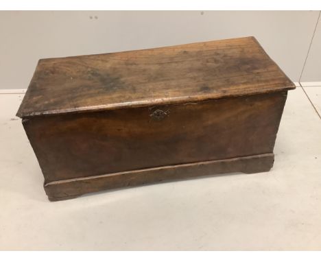 An early 19th century Cuban mahogany trunk, width 100cm, depth 42cm, height 44cm. Condition - fair