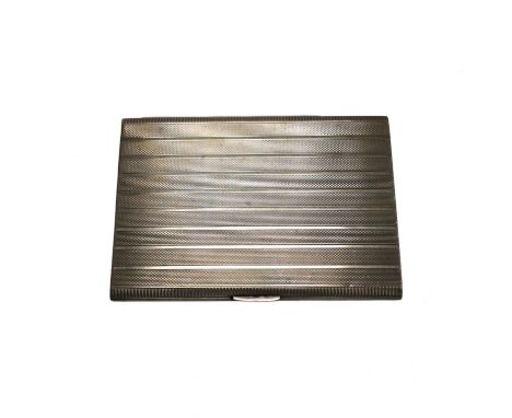 A George V engine turned silver cigarette case, Birmingham, 1945, 12.4cm, 6.5oz. Condition - fair