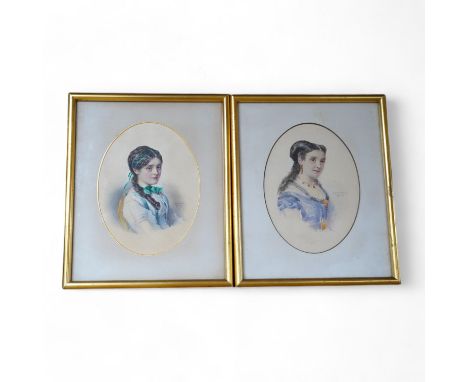 William Egley (1798-1870), oval watercolour, Portrait of a lady, signed and dated 1870, together with another work in the man