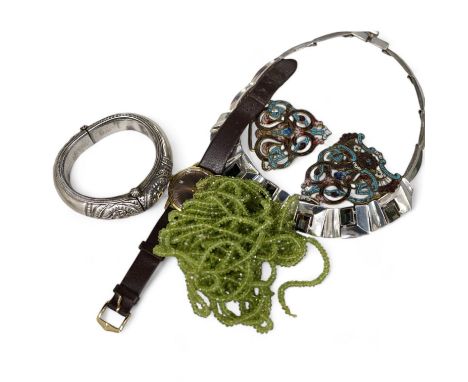 A Mexican 925 necklace and necklet and other assorted jewellery including costume and a Tissot wrist watch. Condition - poor 