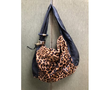 BAG. A JIMMY CHOO ANIMAL PRINT HANDBAG LENGTH 55cm