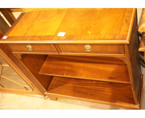 Two shelf mahogany bookcase with two over drawers. This lot is not available for in-house P&amp;P 