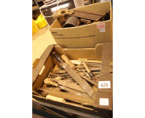 Two boxes containing various vintage tools. This lot is not available for in-house P&amp;P. 