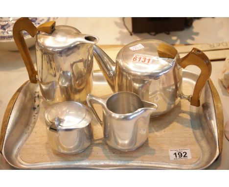 Four piece Picquot ware tea service. P&amp;P Group 2 (£18+VAT for the first lot and £2+VAT for subsequent lots) 