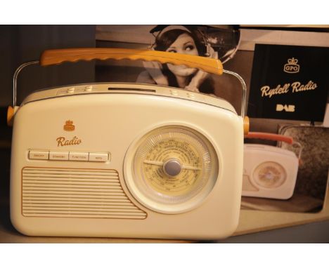 Boxed cream GPO Rydell DAB and FM radio and alarm clock, powered by mains and batteries. P&amp;P Group 2 (£18+VAT for the fir