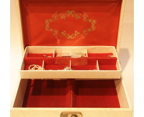 Jewellery box with some silver jewellery contents. P&amp;P Group 2 (£18+VAT for the first lot and £2+VAT for subsequent lots)