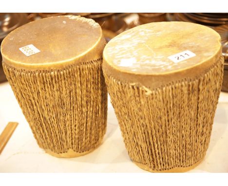 Pair of native drums. P&amp;P Group 2 (£18+VAT for the first lot and £2+VAT for subsequent lots) 