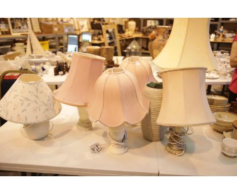 Collection of table lamps with marble, onyx and ceramic bases. This lot is not available for in-house P&amp;P. 