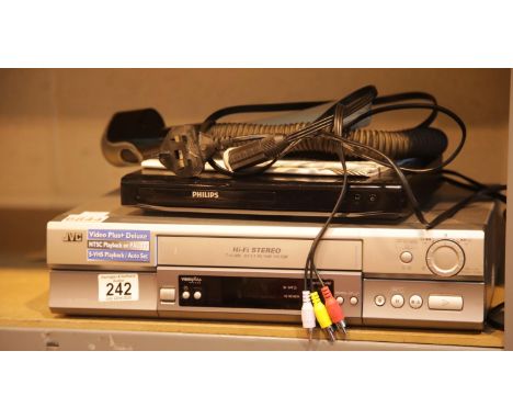 JVC video recorder plus Philips DVD player and remotes. This lot is not available for in-house P&amp;P. 