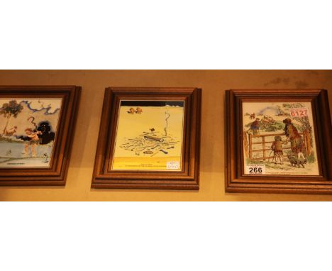Three W Heath Robinson ceramic plaques from the Humours of Gold series. P&amp;P Group 2 (£18+VAT for the first lot and £2+VAT