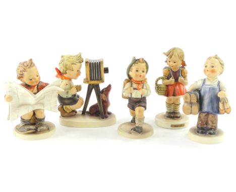 Various Goebel Hummel figures, to include School Boy, 15cm H etc., printed marks beneath. (5)