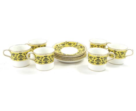 A Royal Crown Derby Pompeii part coffee service, to include six cups and five saucers.