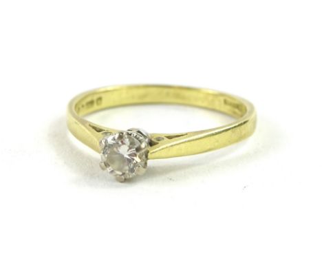 An 18ct gold diamond solitaire ring, with round brilliant cut stone, in claw setting, approx. 0.2carats, 2.5g all in.