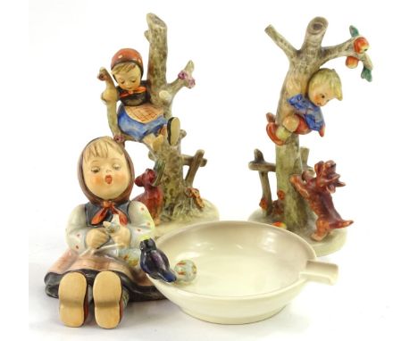 Various Goebel Hummel ware, to include Apple Blossom type figure 56/A, 16cm H, another of a girl, and a pipe stand, printed m