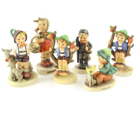 Various Goebel Hummel figures, to include Little Shopper, 14cm H etc., printed marks beneath, and five others. (6)